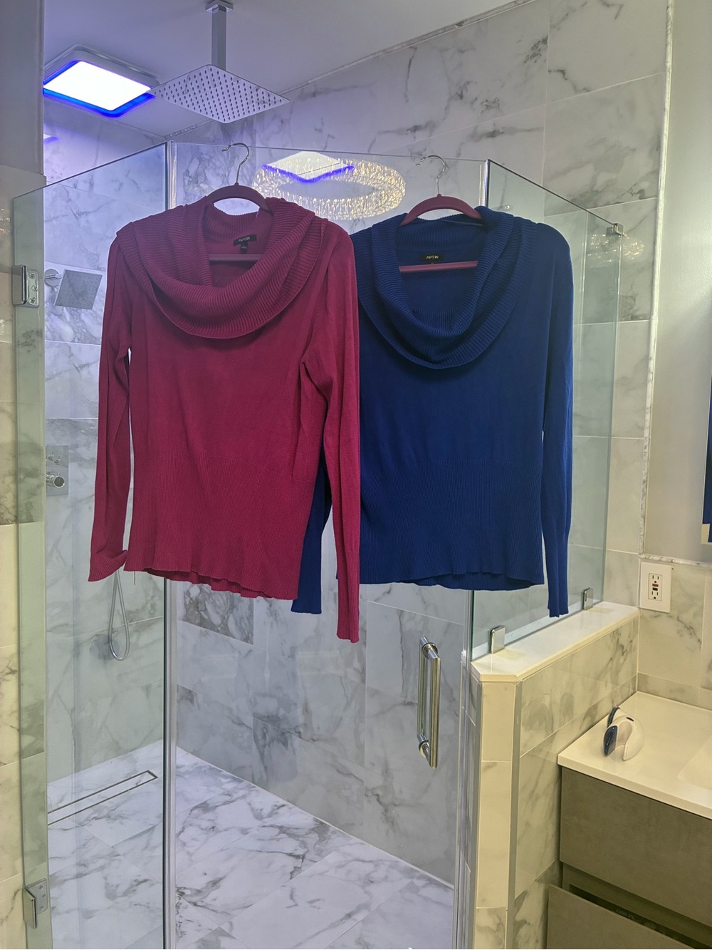 Apt. 9 Ribbed Cowl Neck Sweaters - Plum and Colbolt Blue